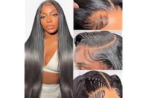 TTSMINS 13x6 Lace Front Wigs Human Hair Pre Plucked 180 Density 24 Inch Straight Lace Front Wigs HD Lace Frontal Wigs Human Hair for Women Natural Black with Baby Hair Glueless Wigs