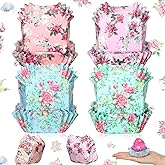 Mifoci 400 Pcs Floral Mini Square Cupcake Liners for Baking Watercolor Flower Small Cupcake Liners Floral Baking Cup for Wrappers Tea Party Supplies for Weddings Bridal Showers Birthdays Party