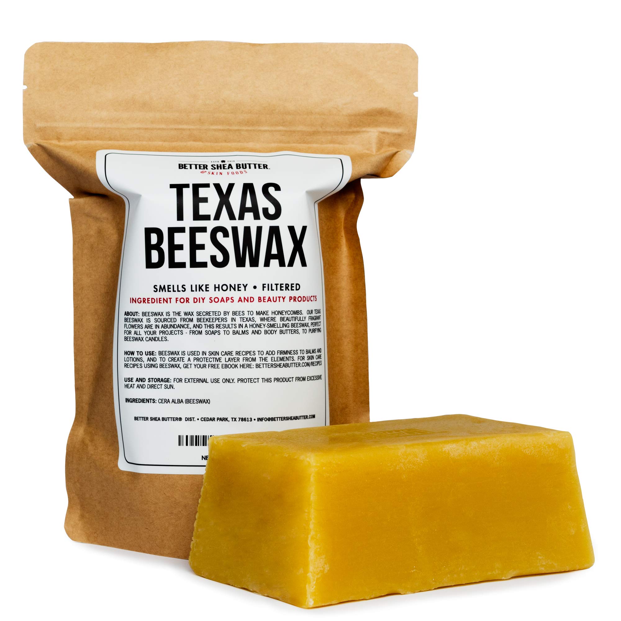 Texas Beeswax 1 LB, Filtered Yellow Wax from Texas Beekeepers Smells