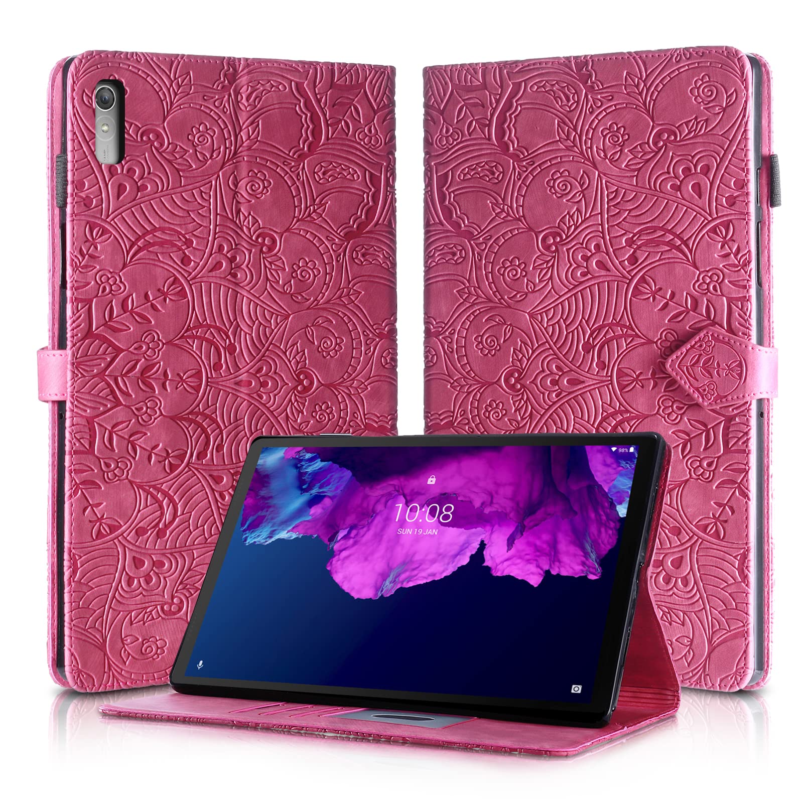 Rostsant Lenovo Tab P11 2. Generation 11.5 Inch Tablet Cover Case PU Leather Magnetic Closure Protective Card Slots Wallet for Lenovo Tab P11 2 Gen 2022 TB-132FU - Red