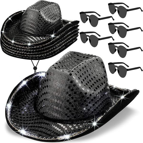 Amazon.com: Jeere 12 Pcs Cowboy Light up Hat Set Include 4  display picture 1