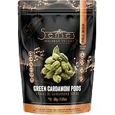 5Senses Green Malabar Cardamom Pods, Whole, Single Origin, 50g, 1.75oz | Premium Single Origin Malabar Green Cardamom Pods Wi