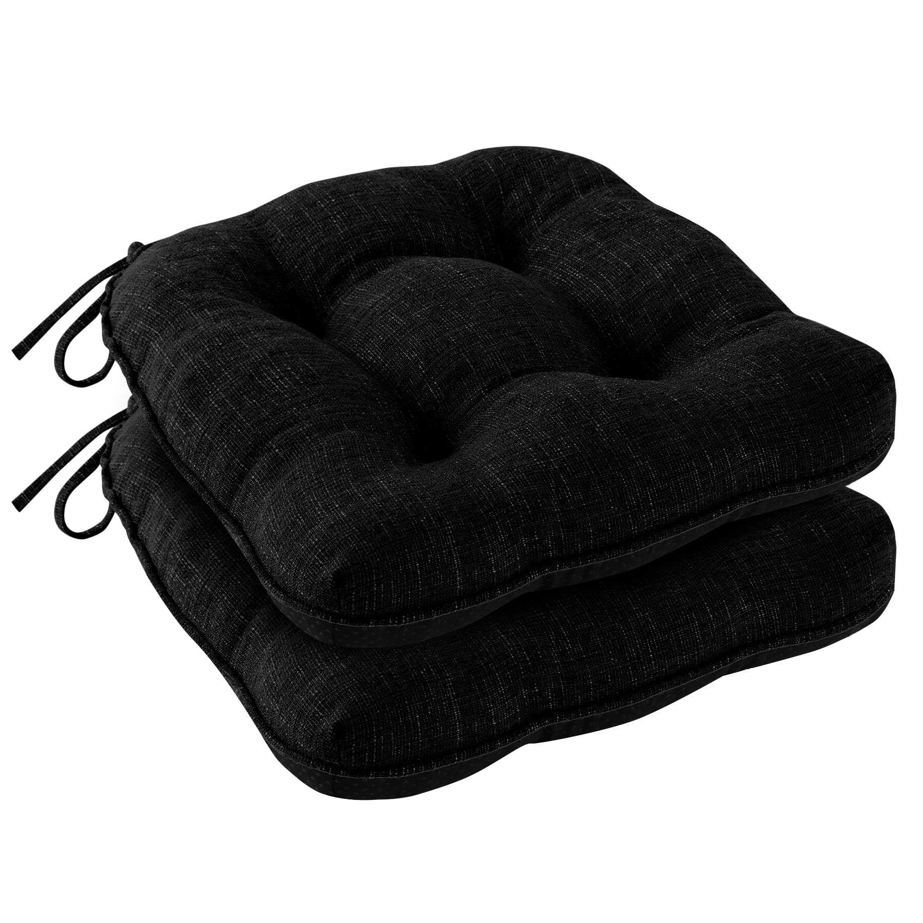 Photo 1 of IPYNBAP Chair Cushions for Dining Chairs Set of 2, Kitchen Chair Cushions, Chair Pads with Ties and Non Slip Backing, Tufted Memory Foam Seat Cushion 2 Pack, 15.5" x 15.5" x 4", Black