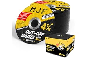 MJF 4 1/2" Cut-Off Wheels 50 Pack, Arbor 7/8", Premium Aluminum Oxide, Fast, Precise Cutting for Metal & Stainless Steel for Angle Grinders