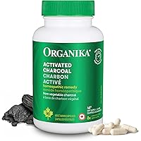 Organika Canadian-Made Activated Charcoal - Homeopathic Charcoal, Digestive Support, Detox, Gas and Bloating Support- 90vcaps
