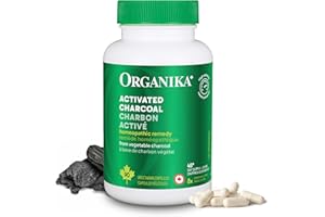 Organika Canadian-Made Activated Charcoal - Homeopathic Charcoal, Digestive Support, Detox, Gas and Bloating Support- 90vcaps
