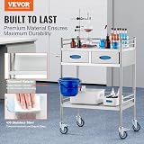 VEVOR 2-Layer Stainless Steel Lab Serving Utility Cart with Lockable Wheels & view 2