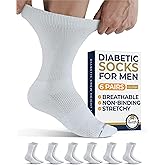 Pembrook Diabetic Socks for Men - 6 Pairs Crew Diabetic Neuropathy Socks for Men | Non Binding
