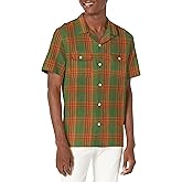 Lucky Brand Mens Short Sleeve Plaid Button Up Auto Shirt