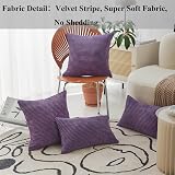Home Brilliant Purple Cushion Covers 24x24 Set of 2 Eggplant Corduroy view 2