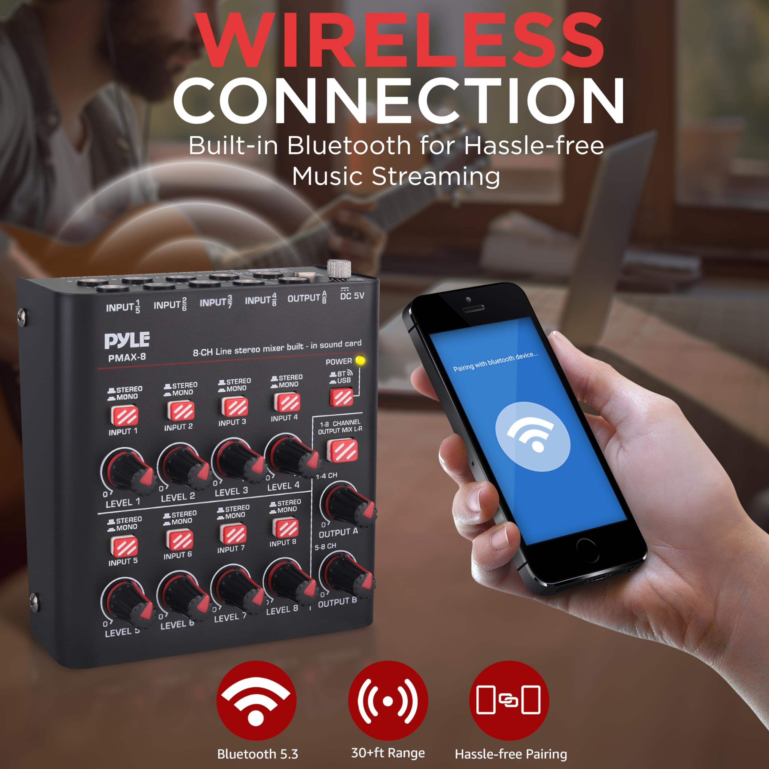 Mua 8-Channel Wireless BT Streaming Mini Line Mixer with USB Audio ...