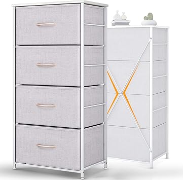 Amazon Com Odk Dresser With 4 Drawers Tall Fabric Storage Tower Organizer Unit For Bedroom Chest For Hallway Closet Easy Assembly Steel Frame And Wood Top Light Grey Furniture Decor