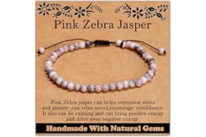 CHCCOYE 468Handmade Adjustable Natural Gemstone Crystal Bracelet Healing Power Energy Inspirational Gifts with Card for Unisex