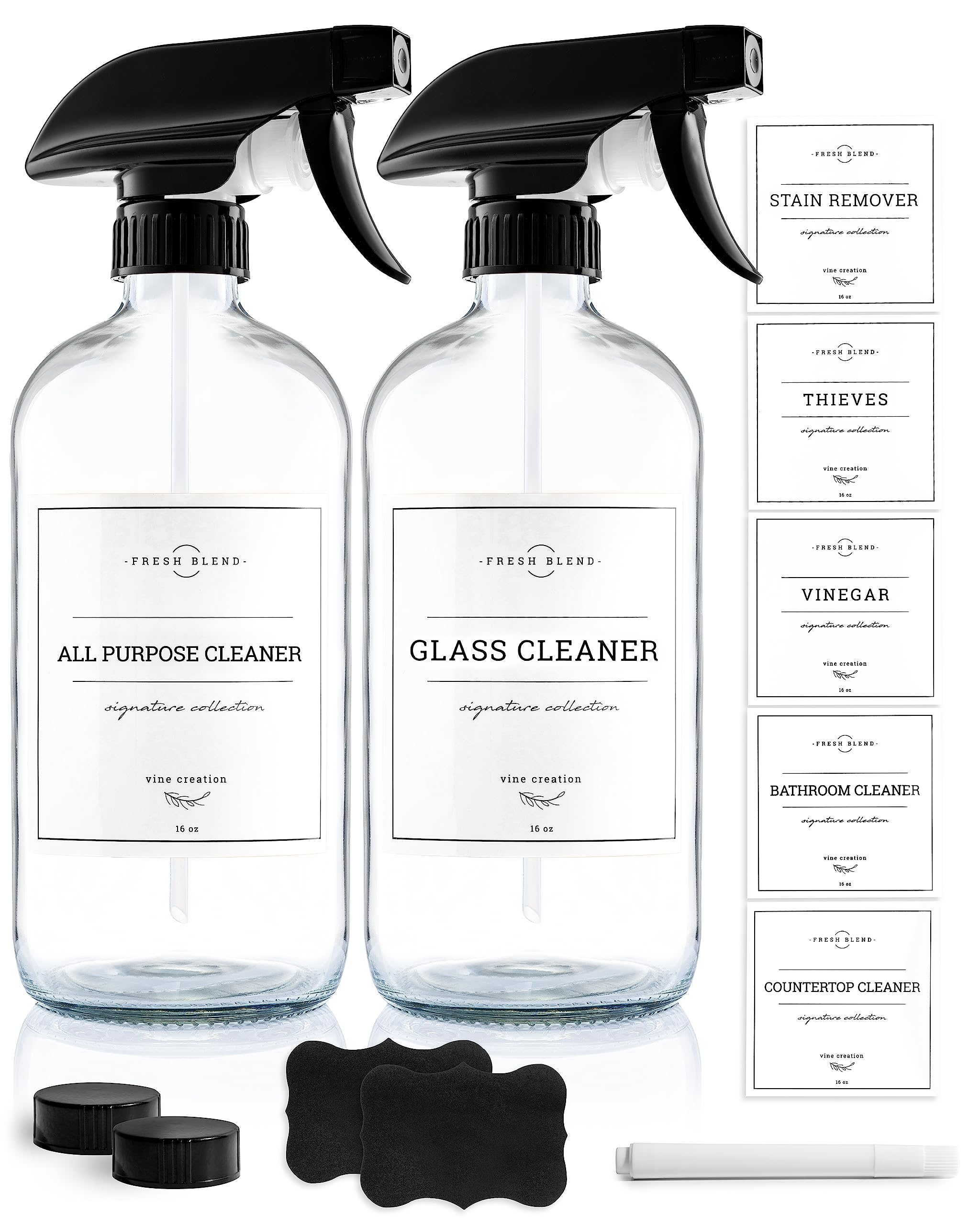 Photo 1 of Vine Creations Glass Spray Bottles, 1 Pack Refillable Spray Bottle for Cleaning Solutions, Plant Misters, Clear Glass Spray Bottle for hair, 16 oz Mister Spray Bottle with Waterproof Labels