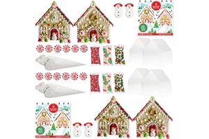 Gingerbread House Kit Duo 2-Pack Snowman Peppermint Palace Bundle by Bakery Bling | Pre-Baked Gingerbread House Kits with Icing, Candy, Glittery Sugar | Nut-Free, Dairy-Free, OU Kosher