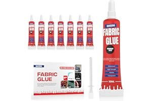 GH1200 Fabric Glue Permanent (10 ML x 8), Fabric Glue for Clothing Permanent Washable for Rhinestones, Patches, Clothes, Denim, Leather, Polyester, Fabrics, Doll Repair, Flannel, Cotton & More