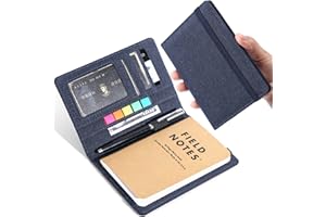 Plinyvel Notebook Cover for Field Notes 3.5"x5.5" - Waterproof Organizer with Pen Loop Holder and Card Slots, Travel Journal Accessories, Fits 3.5x5.5 Inch Pocket Notebooks (Blue)