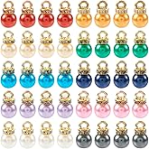 Elecrelive 100Pcs 10 Colors Round Pearl Beads Charms Imitation Pearl Bead Pendants Rhinestone Dangle Pendants for DIY Earrings Necklace Bracelet Jewelry Making