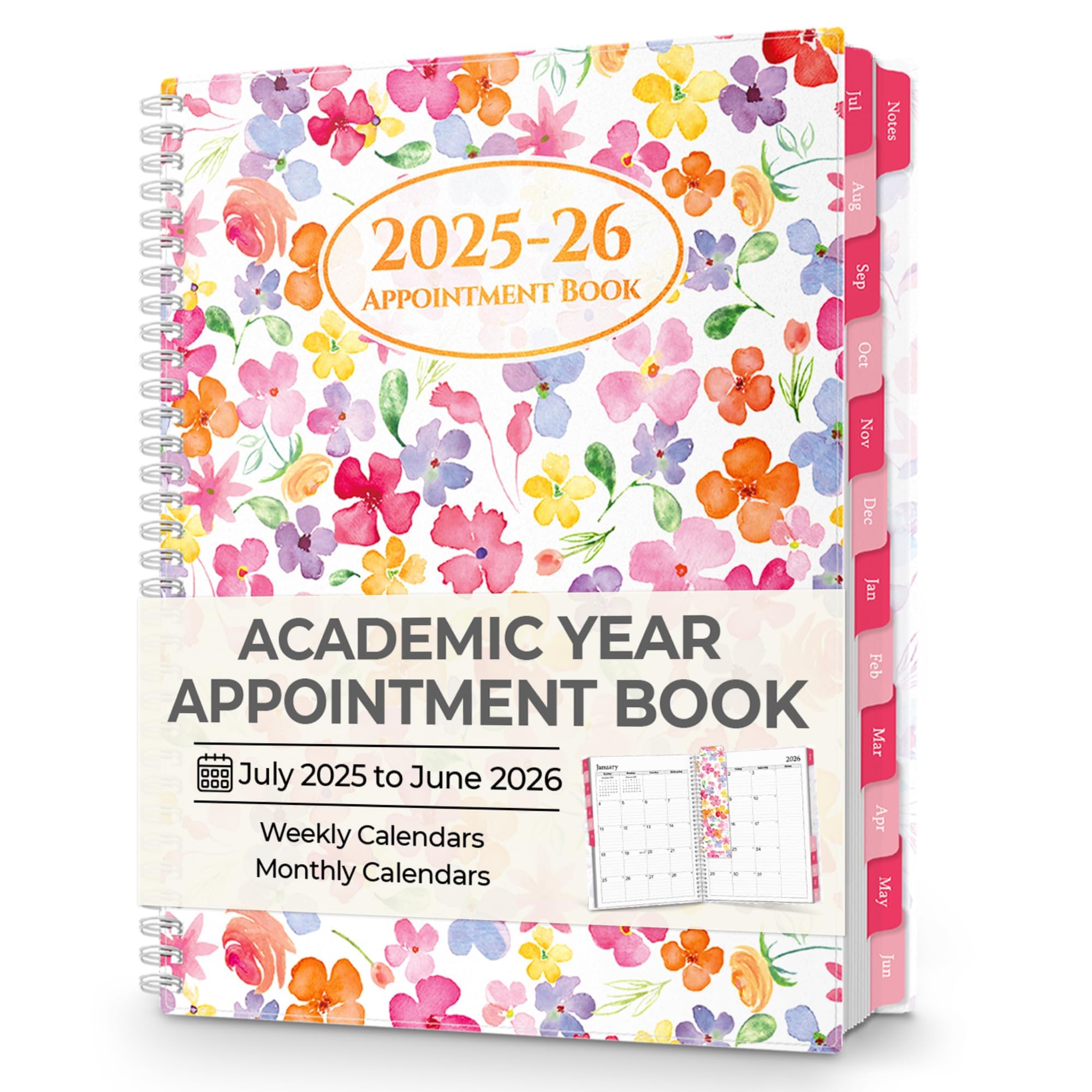 Photo 1 of CRANBURY Daily Planner 2025-2026, 8.5x11 Appointment Book, 15-Min Hourly Scheduler, Use Now to June 2026, Academic Planner Calendar Agenda for Teacher & School, Colorful Tabs, Premium Paper