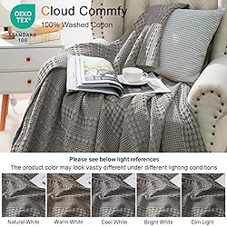 PHF 100% Cotton Waffle Weave Blanket King