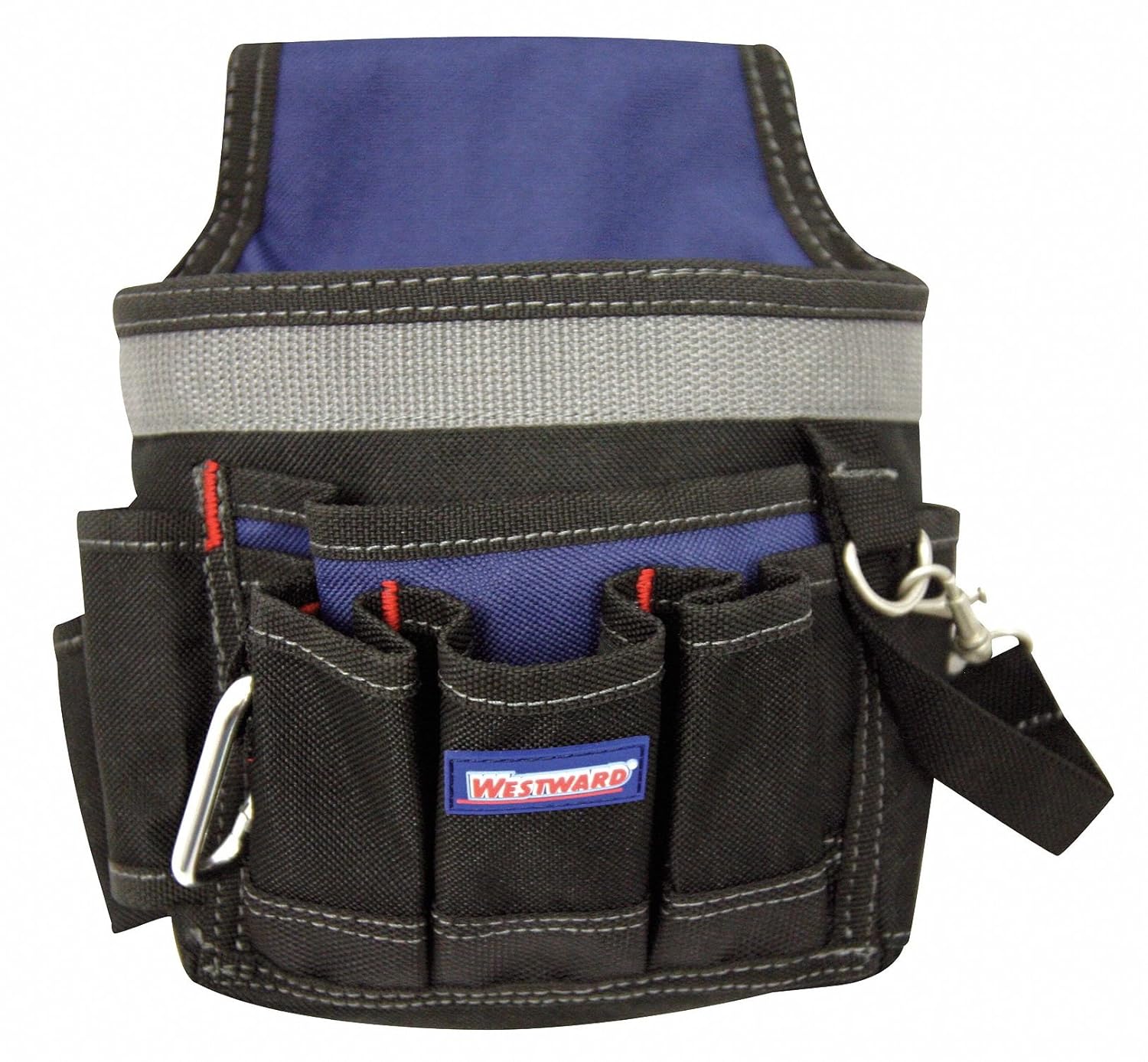 6 Pocket Electricians Tool Pouch, Black/Blue Industrial