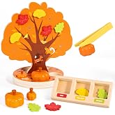 Pumpkin Picking Magnetic Tree Toy, Montessori Toys for 3 4 5 6 Year Old Kid | Pumpkin Picking Game, Magnetic Leaves Design, A