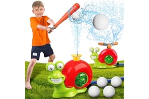 TERRAMUS 2-in-1 Snail Water Sprinkler Baseball Toys, 360° Roating Spray Water Play Game with 2 Sprinkler Heads, Water Splashing Toy for Kids Outdoor, Summer Backyard Lawn Pool Party Fun for Boys Girls