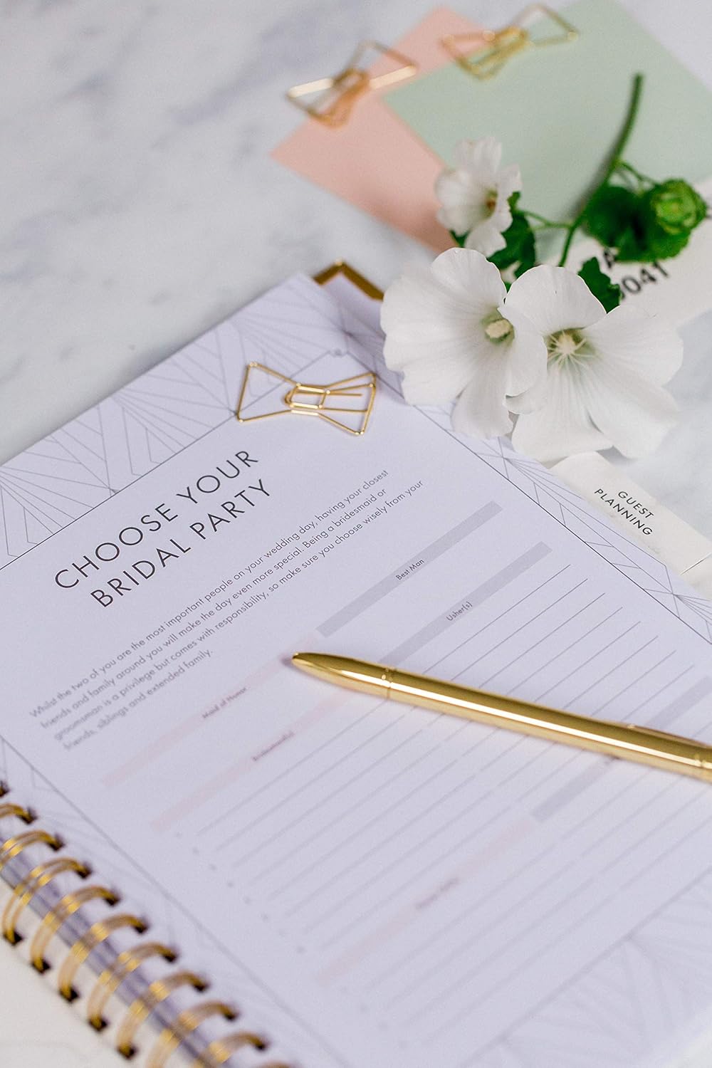 Wedding Planner Marble Gold - Undated Bridal Planning Diary Organizer - Hard Cover, Pockets & Online Support : Office Products