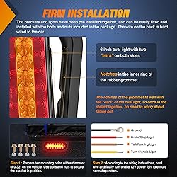 Nilight 6 Inch Oval Trailer Tail Light 2 PCS Red