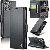 SINIANL for iPhone 16 Pro Max Case Wallet, PU Leather Wallet Case Flip Folio RFID Blocking Card Holder Stand Phone Cover for iPhone 16 Pro Max, Black