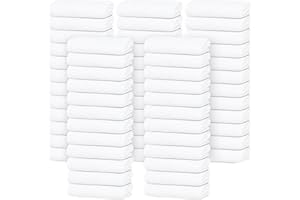 Tens Towels Pack of 60 Washcloths, 12 x 12 Inches, Lighter Weight, Quick to Dry, Super Soft & Absorbent, Gentle Face Towels, Hotel Quality, Perfect for Bathroom, Gym, Spa (White, 60 Pack)