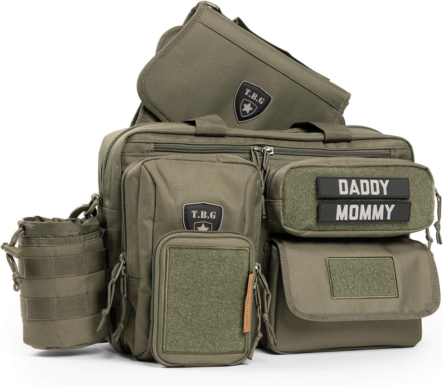 TBG Mens Tactical Diaper Bag SET w/Changing Mat, Bottle Pouch, Dump Pouch