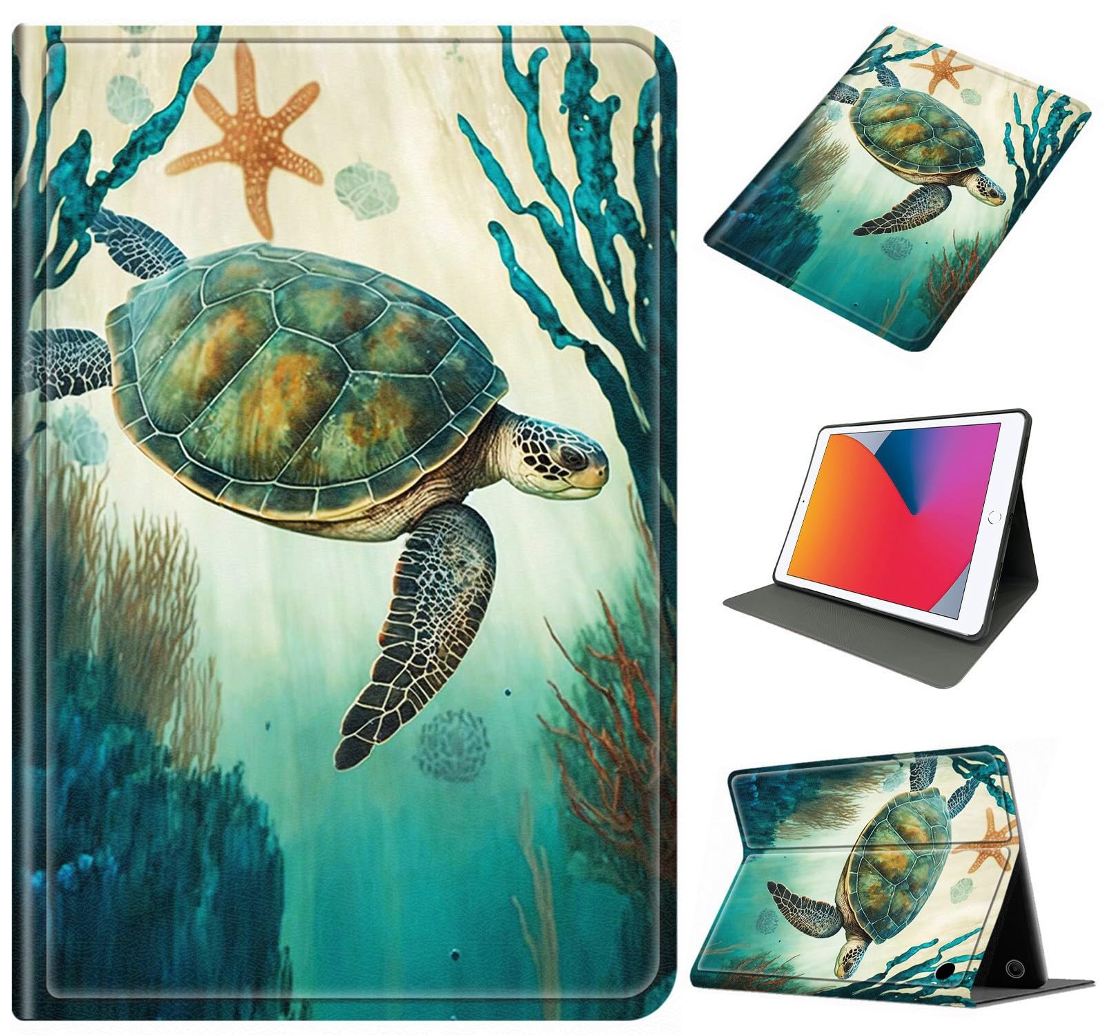 iPad 8th Gen Case 2020,iPad 7th Genneration 10.2 Case,AIRWEE Slim Lightweight Stand Cover with Auto Wake/Sleep for Apple iPad 10.2 Inch 2019/2020,Blue Turtle