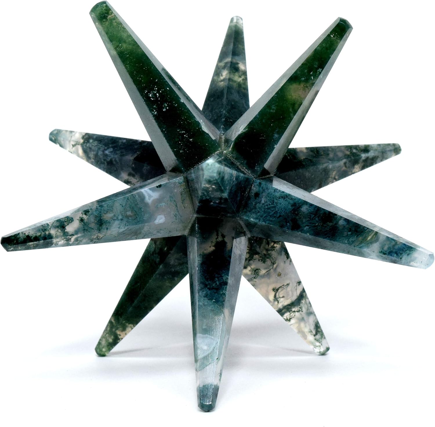 Amazon.com: HC Set: 3.4" Green Blue Moss Agate 12 Point Merkaba Star