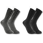 Carhartt Men's SC9602M Midweight Synthetic-Wool Blend Woodgrain Crew Sock 2-Pac