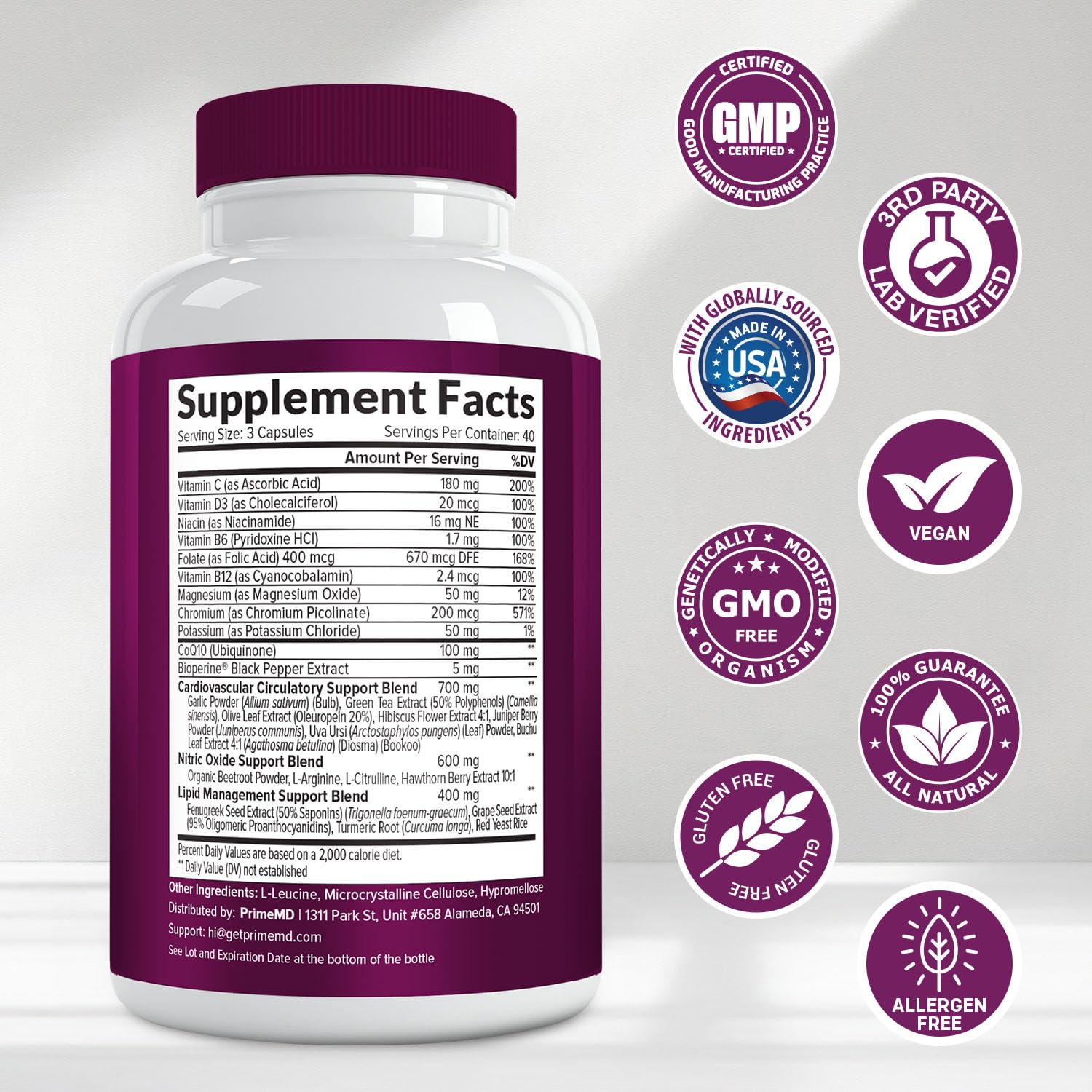 26-in-1 Nitric Oxide Supplement - Heart & Circulation Support with CoQ10, Turmeric, Organic Beet Root, Hawthorn Berry & Garlic - 2103mg per Serving (120ct)