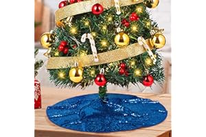 ShinyBeauty Mini Tree Skirt Sequin Tree Skirts Royal Blue 24Inch Xmas Ornament Christmas Decoration Samll Tree Cover for Slim/Pencil/Tabletop Trees
