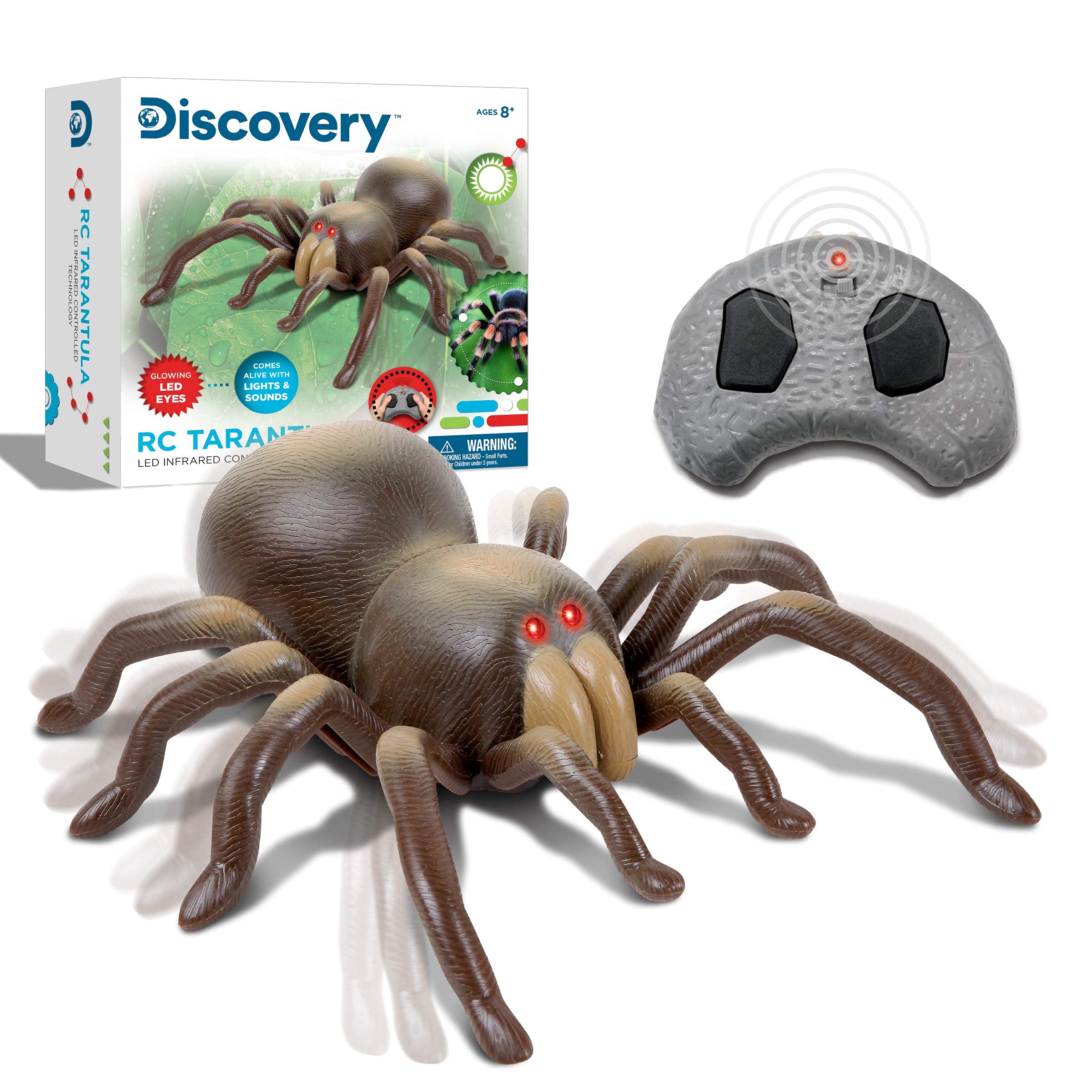 Photo 1 of Discovery™ RC Tarantula Spider – Remote Control Toy Spider with Realistic Movement, Red LED Eyes & Wriggling Legs | Prank Gift for Boys Girls & Bug Lovers| Fun Electronic Animal Toy for Kids Ages 8+