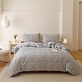 KAREVER Leopard Print Comforter Queen Cotton Black White Cheetah Bedding Set Animal Lepard Print Bedding Blanket Queen