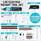 DURATECH 12V Cordless Rotary Tool 7 Speeds 35000RPM 118pc Kit view 3