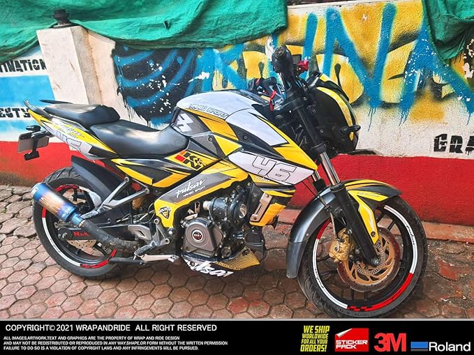 Wrap And Ride Bajaj Ns 160 0 Decal Sticker Limited Edition Full Body Kit Yellow Amazon In Car Motorbike