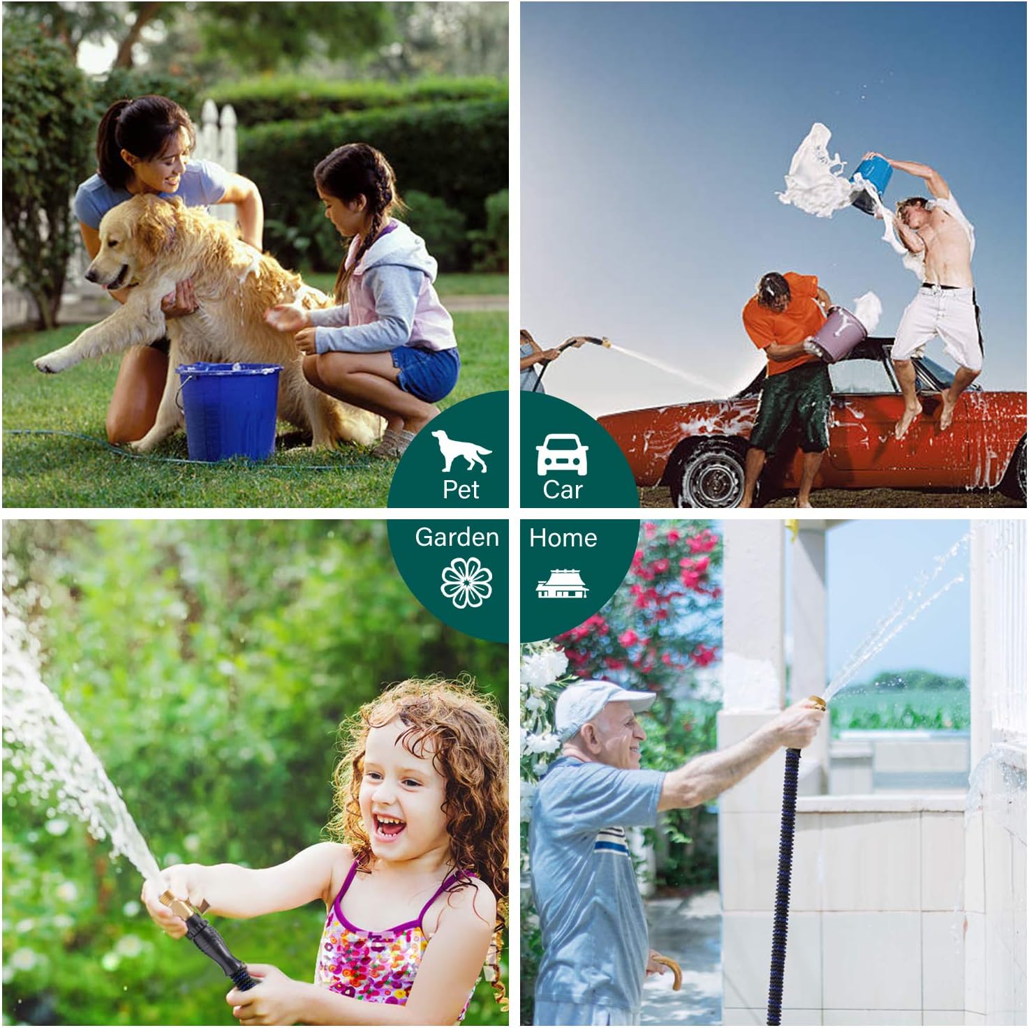 AOFAN New Version 50ft Garden Hose Expandable Flexible Water Hose with Triple Latex Core, 3/4" Solid Brass Fittings & Extra Strength Outer Fabric for Garden Watering, Pet Showering & Car Washing: Home Improvement