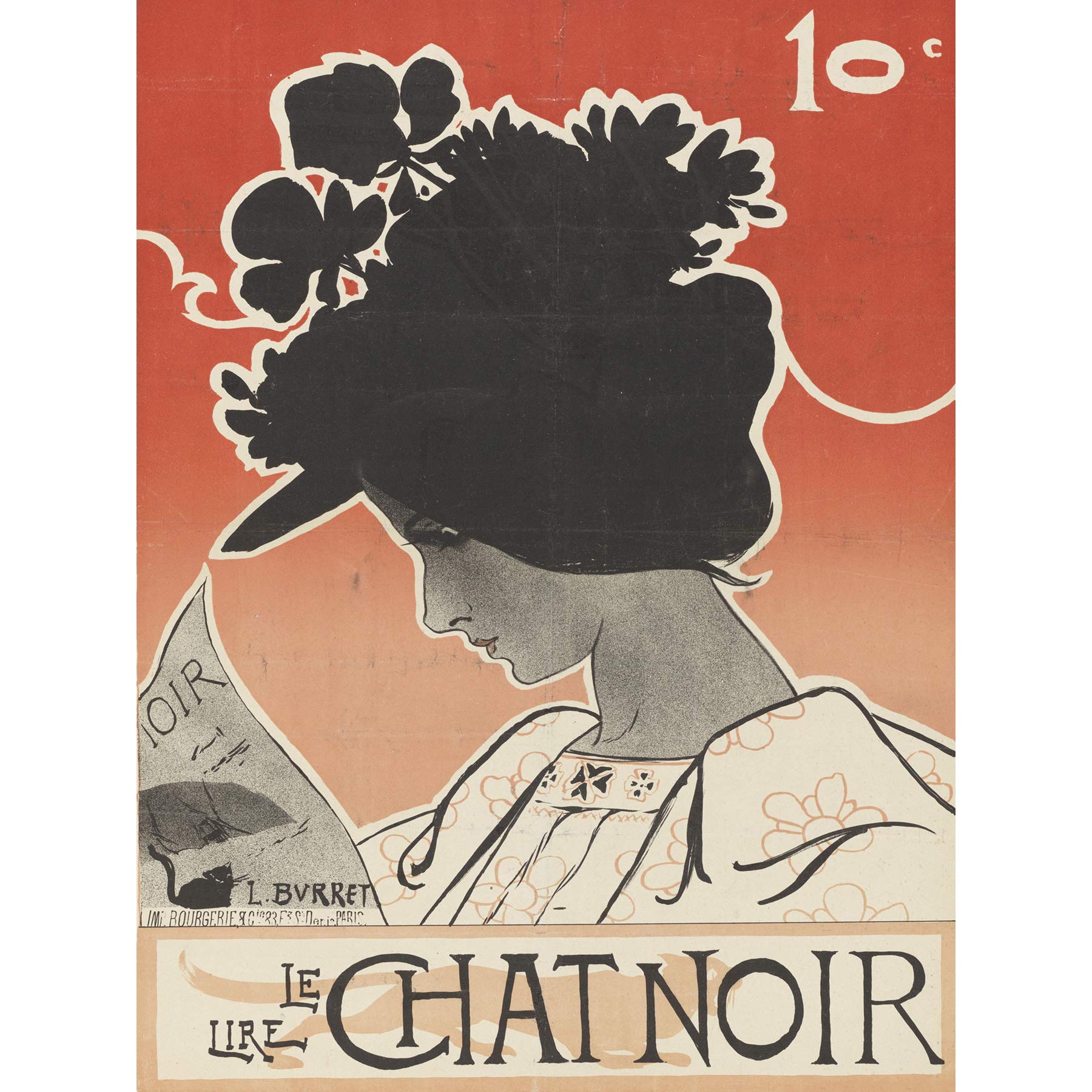 Artery8 Burret Le Chat Noir Black Cat Magazine Advert Premium Wall Art Canvas Print 18X24 Inch