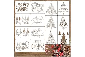 yhslmh Christmas Stencils for Painting on Wood Small Reusable Large Merry Christmas Tree Stencils for Crafts Door Hanger Home Canvas Wall Holiday (14Pcs Christmas), white