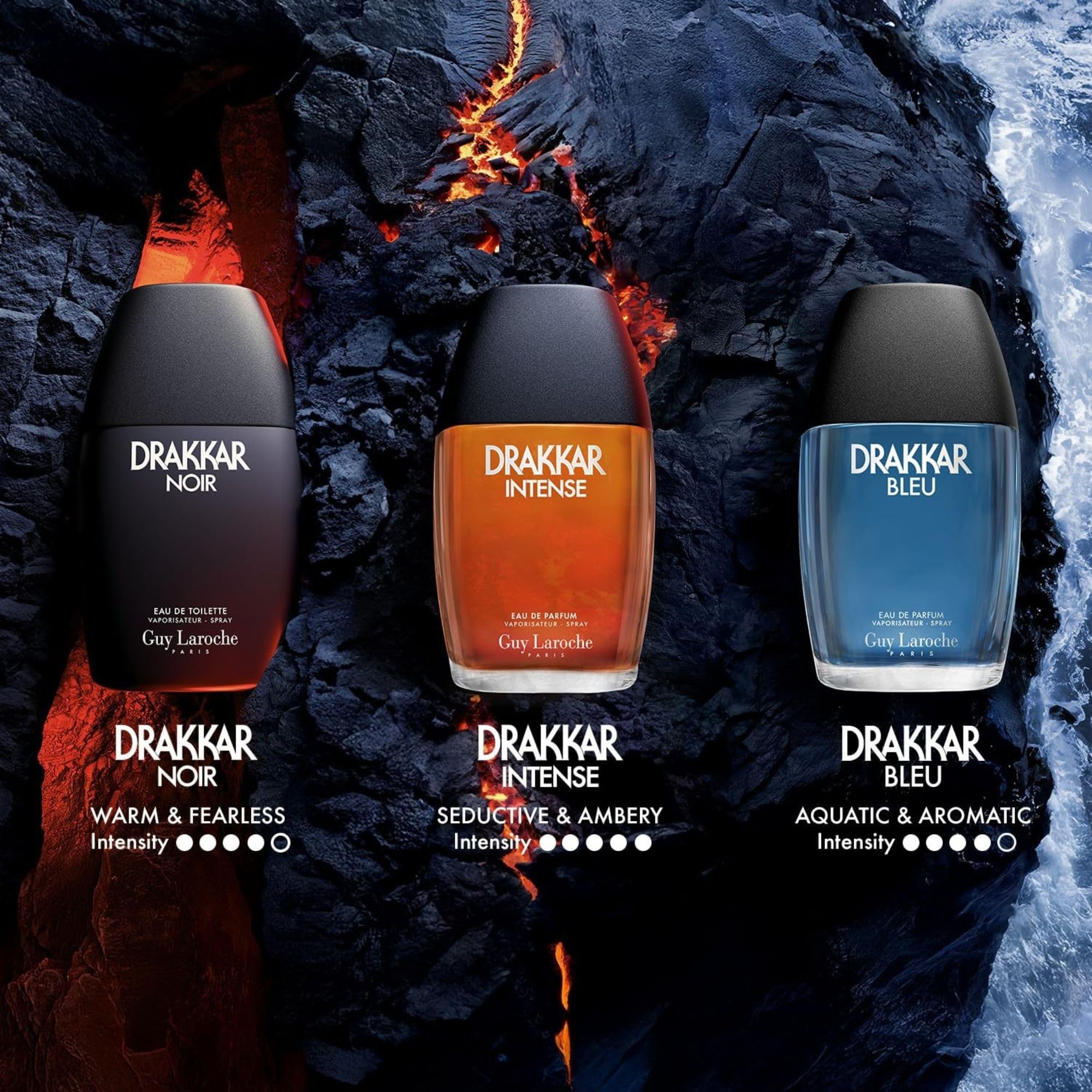 Guy Laroche Drakkar Noir Iconic Designer Fragrance - Intense & Powerful Eau de Toilette - Fougere Blend & Aromatic Spices - Long Lasting Mens Cologne - Day and Evening Scent