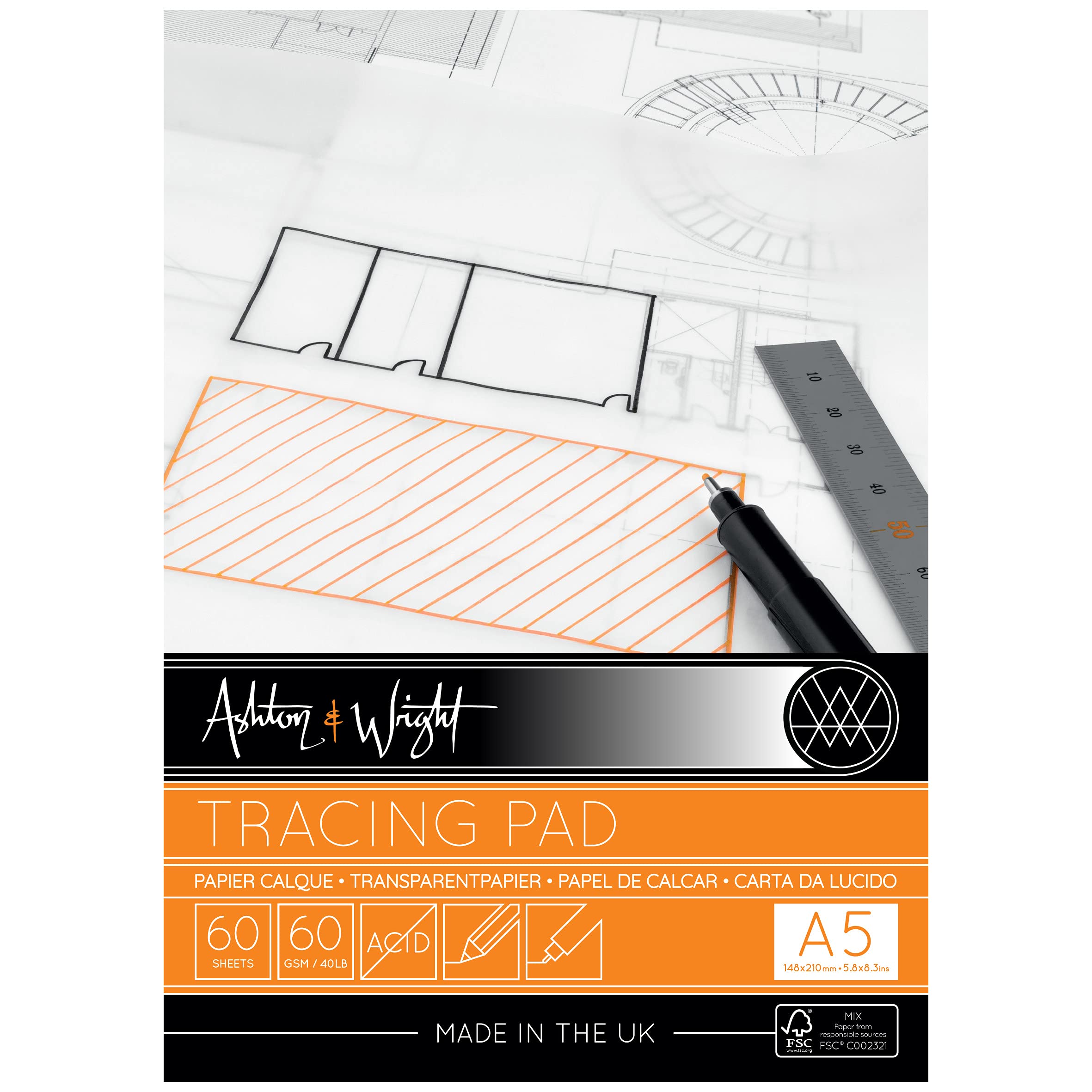 Ashton and Wright - A5 Tracing Pad - 60gsm Paper - 60 Sheets
