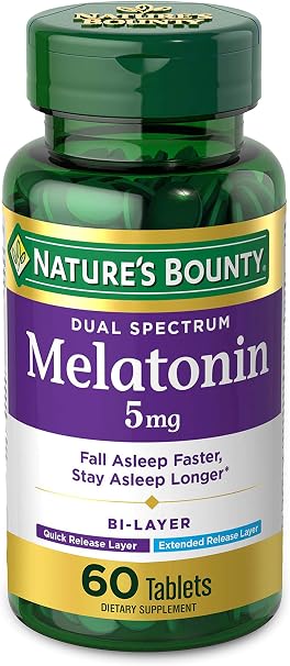 Nature's bounty melatonin 5mg bi-layer tablets - 60 ct (074312530982)