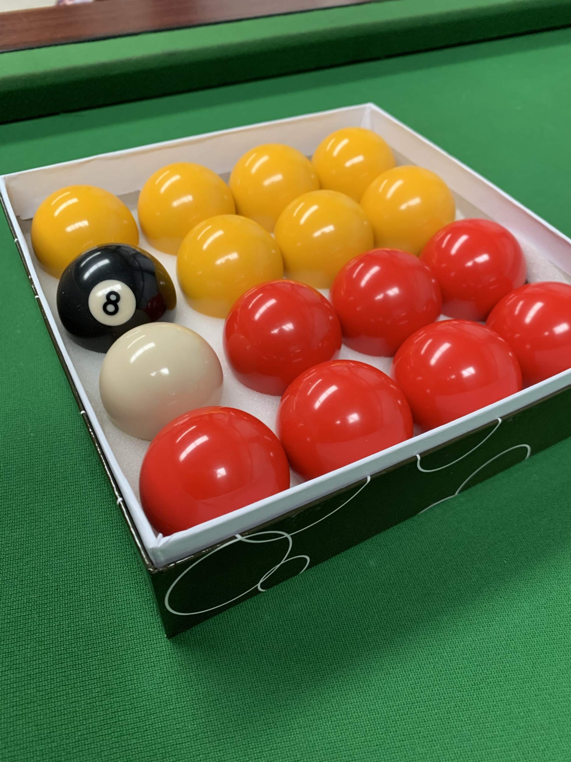 Red and Yellow 2" Pool Ball Set (1 7/8 Inch Cue Ball)