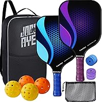 Pickleball-Set of 2, JoncAye Pickleball-Paddles with 4 Balls, Paddle Case, Ball Bag, Ball Retriever | Lightweight Pickle-Ball
