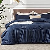 Bedsure Oversized Queen Comforter Set - Navy Soft Bedding for All Seasons, Cationic Dyed Bed Set, 3 Pieces, 1 Oversized Queen Size Comforter (98"x98") and 2 Pillow Shams (20"x26"+2")